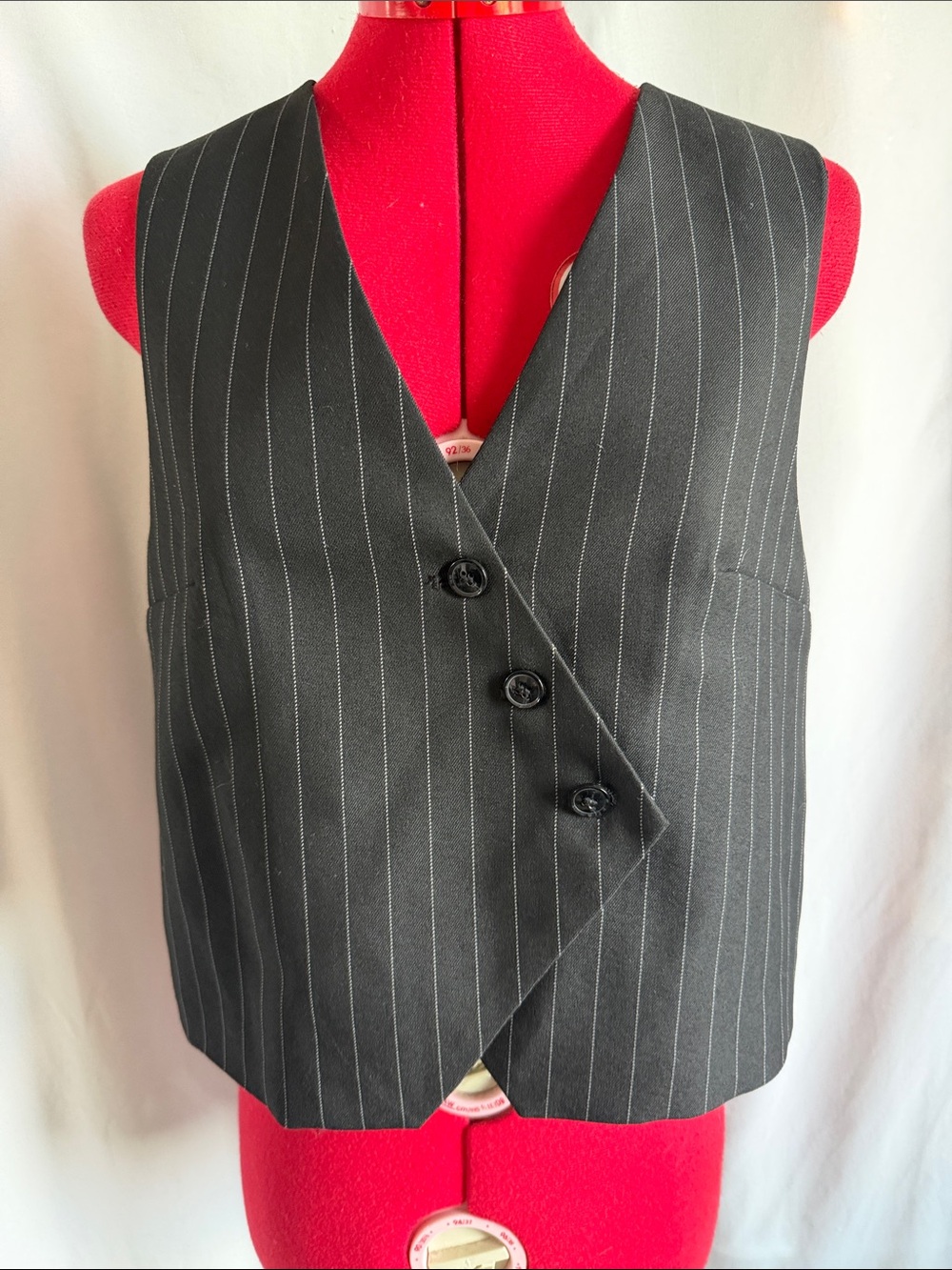 Divided Black Pinstripe Vest